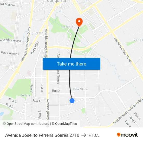Avenida Joselito Ferreira Soares 2710 to F.T.C. map
