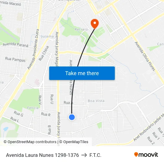 Avenida Laura Nunes 1298-1376 to F.T.C. map