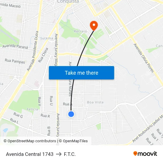 Avenida Central 1743 to F.T.C. map