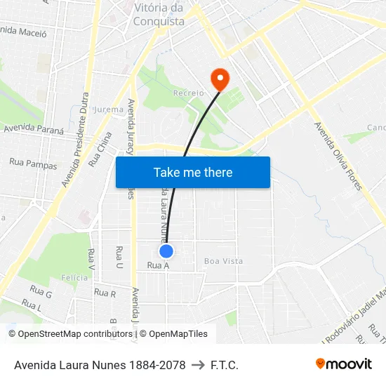 Avenida Laura Nunes 1884-2078 to F.T.C. map