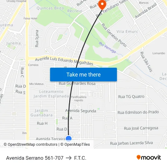 Avenida Serrano 561-707 to F.T.C. map