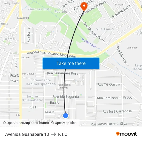 Avenida Guanabara 10 to F.T.C. map