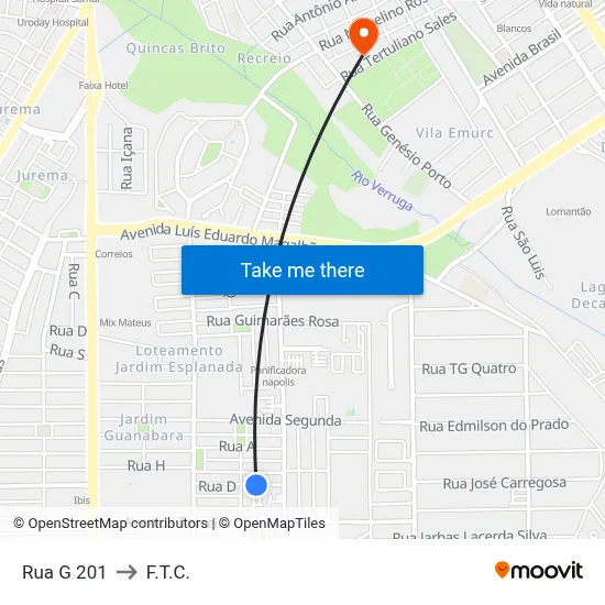 Rua G 201 to F.T.C. map