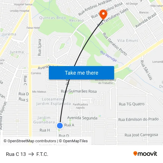 Rua C 13 to F.T.C. map