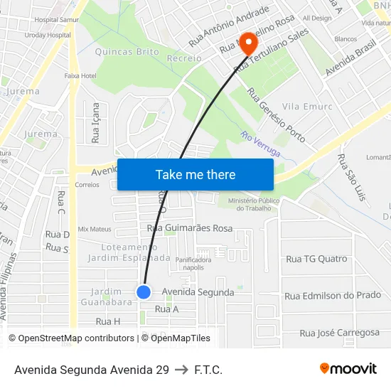 Avenida Segunda Avenida 29 to F.T.C. map