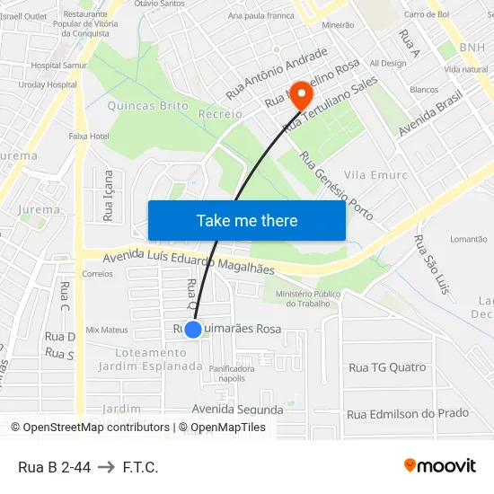 Rua B 2-44 to F.T.C. map