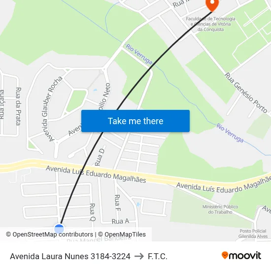 Avenida Laura Nunes 3184-3224 to F.T.C. map