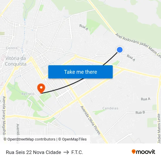 Rua Seis 22 Nova Cidade to F.T.C. map