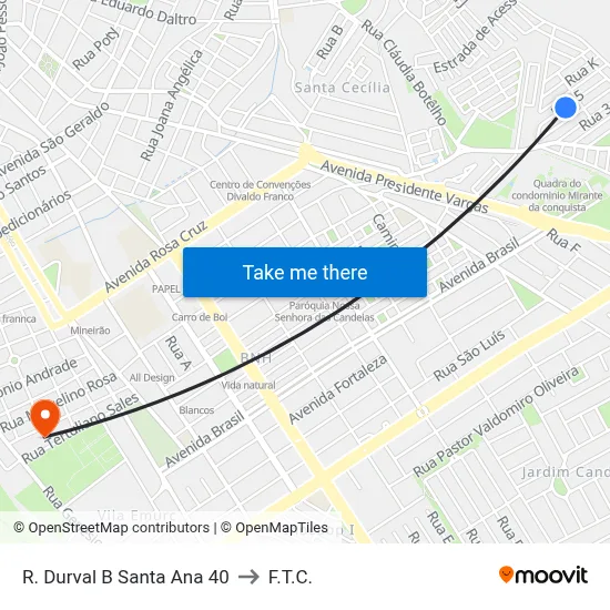 R. Durval B Santa Ana 40 to F.T.C. map