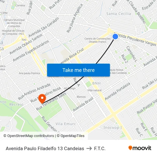 Avenida Paulo Filadelfo 13 Candeias to F.T.C. map