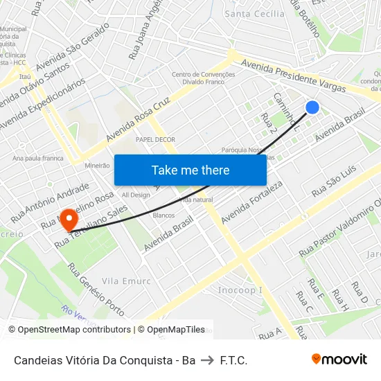 Candeias Vitória Da Conquista - Ba to F.T.C. map