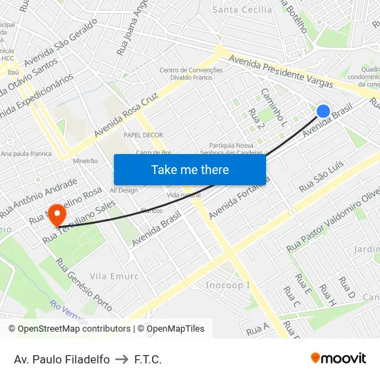 Av. Paulo Filadelfo to F.T.C. map