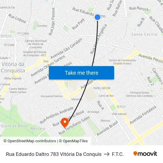 Rua Eduardo Daltro 783 Vitória Da Conquis to F.T.C. map