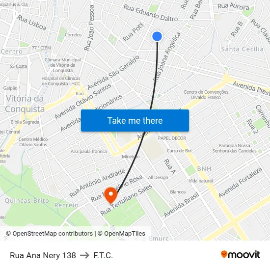 Rua Ana Nery 138 to F.T.C. map