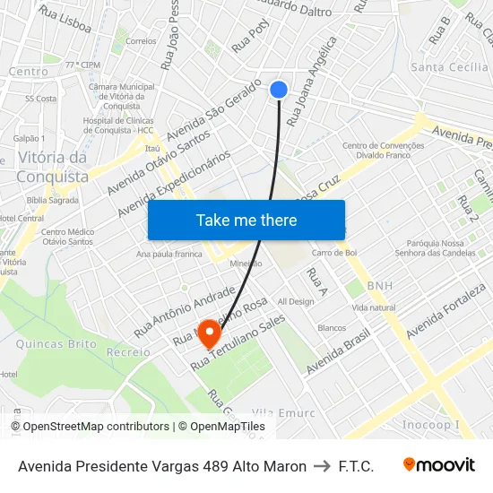 Avenida Presidente Vargas 489 Alto Maron to F.T.C. map