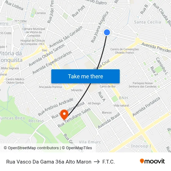 Rua Vasco Da Gama 36a Alto Maron to F.T.C. map