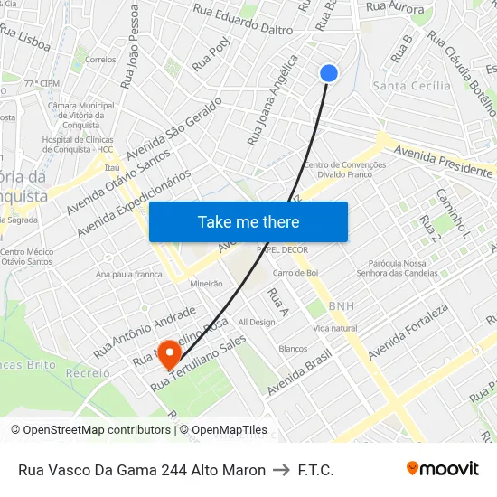 Rua Vasco Da Gama 244 Alto Maron to F.T.C. map