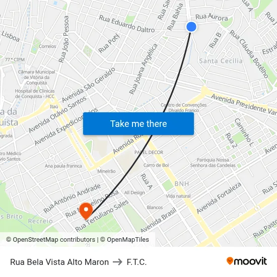 Rua Bela Vista Alto Maron to F.T.C. map