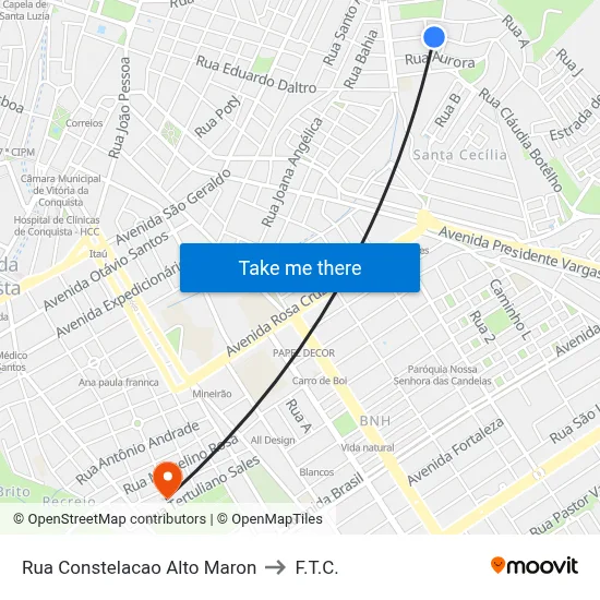 Rua Constelacao Alto Maron to F.T.C. map