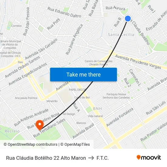 Rua Cláudia Botêlho 22 Alto Maron to F.T.C. map