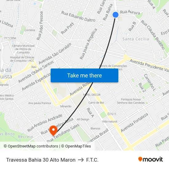 Travessa Bahia 30 Alto Maron to F.T.C. map