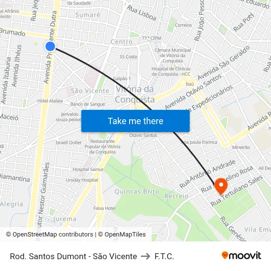 Rod. Santos Dumont - São Vicente to F.T.C. map