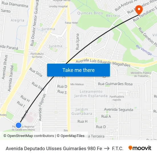 Avenida Deputado Ulisses Guimarães 980 Fe to F.T.C. map