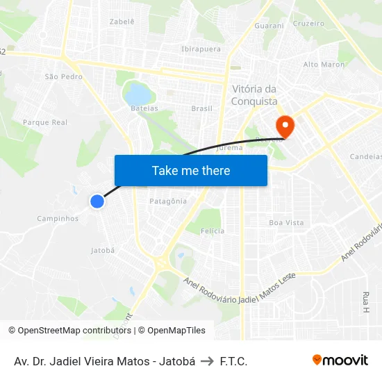 Av. Dr. Jadiel Vieira Matos - Jatobá to F.T.C. map