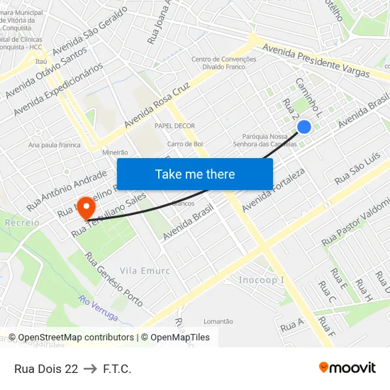 Rua Dois 22 to F.T.C. map