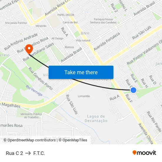 Rua C 2 to F.T.C. map