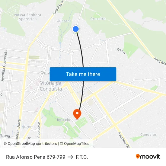 Rua Afonso Pena 679-799 to F.T.C. map