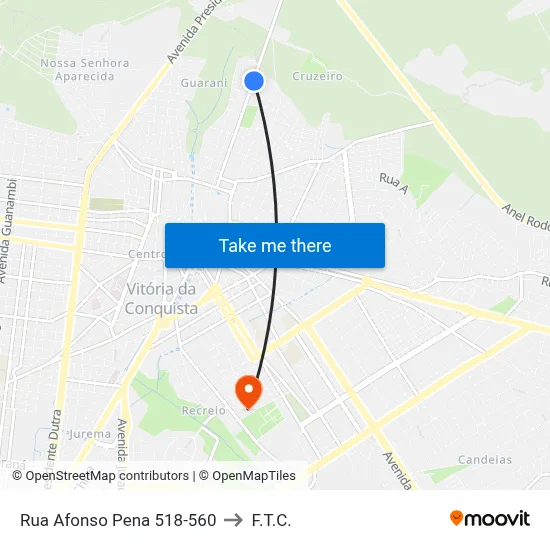 Rua Afonso Pena 518-560 to F.T.C. map
