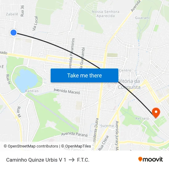 Caminho Quinze Urbis V 1 to F.T.C. map