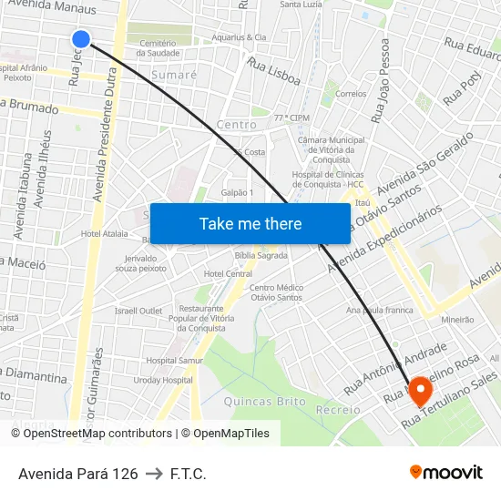 Avenida Pará 126 to F.T.C. map
