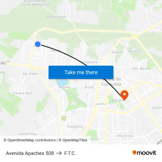 Avenida Apaches 508 to F.T.C. map