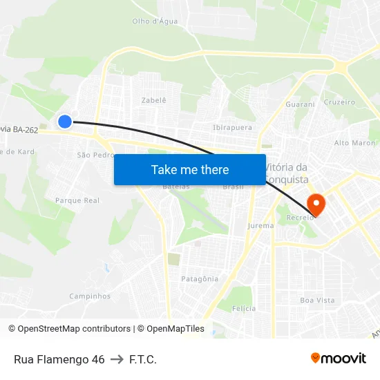Rua Flamengo 46 to F.T.C. map