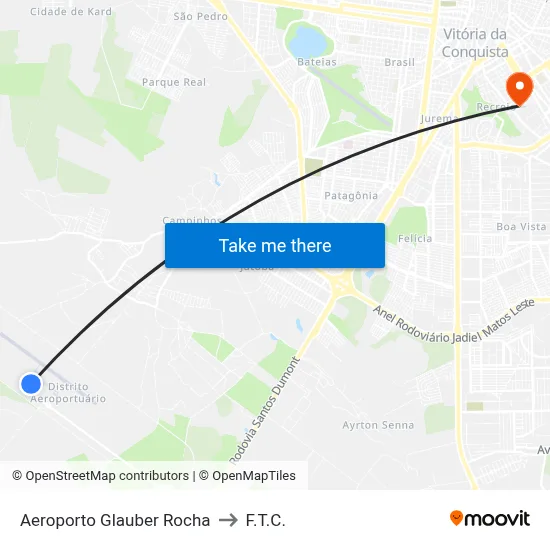Aeroporto Glauber Rocha to F.T.C. map