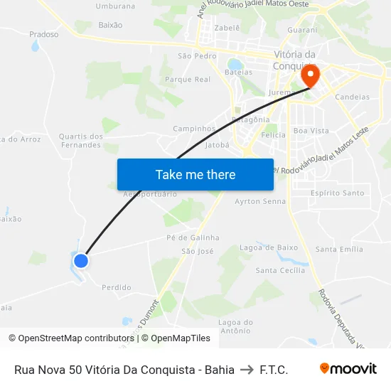 Rua Nova 50 Vitória Da Conquista - Bahia to F.T.C. map