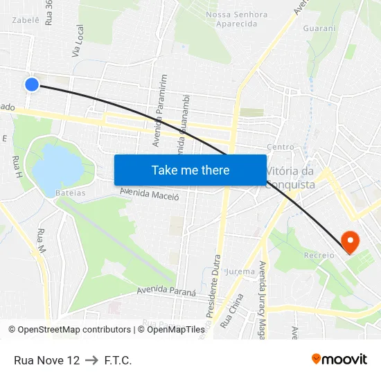 Rua Nove 12 to F.T.C. map