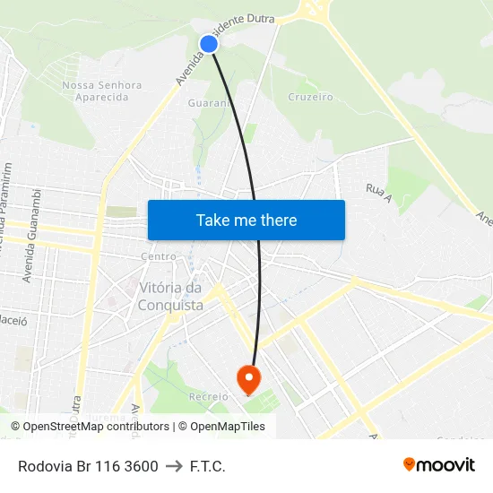Rodovia Br 116 3600 to F.T.C. map