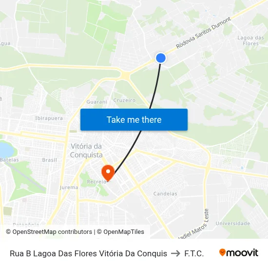 Rua B Lagoa Das Flores Vitória Da Conquis to F.T.C. map