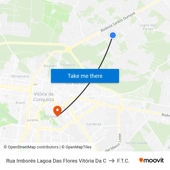 Rua Imborés Lagoa Das Flores Vitória Da C to F.T.C. map