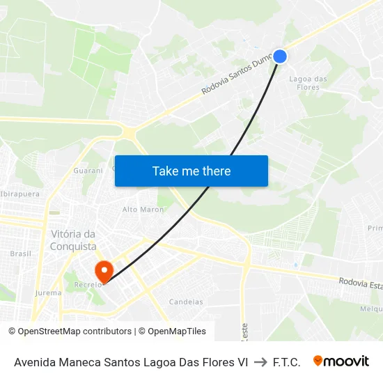Avenida Maneca Santos Lagoa Das Flores VI to F.T.C. map
