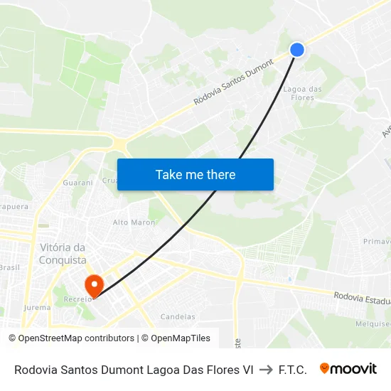 Rodovia Santos Dumont Lagoa Das Flores VI to F.T.C. map