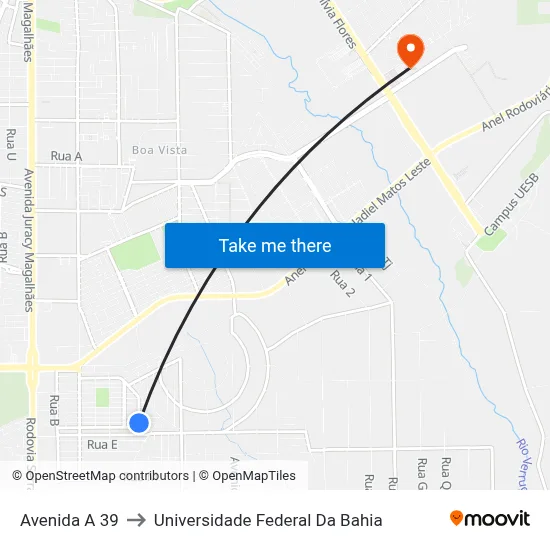 Avenida A 39 to Universidade Federal Da Bahia map