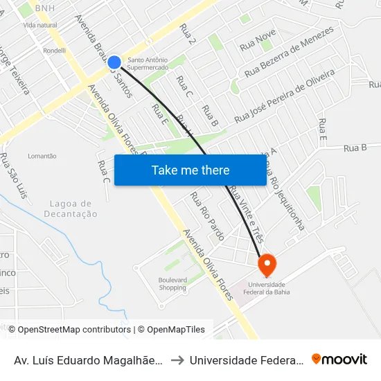 Av. Luís Eduardo Magalhães 2599-2717 to Universidade Federal Da Bahia map