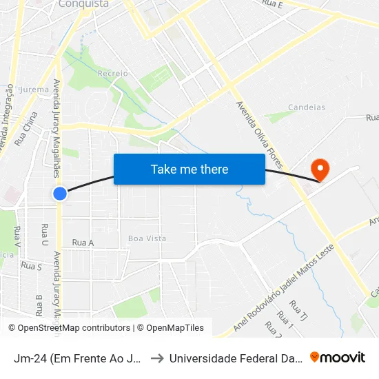 Jm-24 (Em Frente Ao Jbruno) to Universidade Federal Da Bahia map