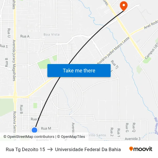 Rua Tg Dezoito 15 to Universidade Federal Da Bahia map