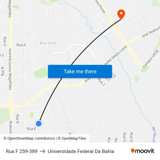 Rua F 259-389 to Universidade Federal Da Bahia map