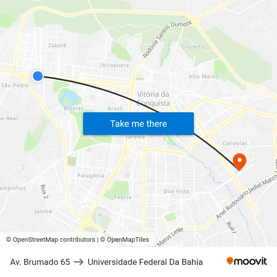 Av. Brumado 65 to Universidade Federal Da Bahia map
